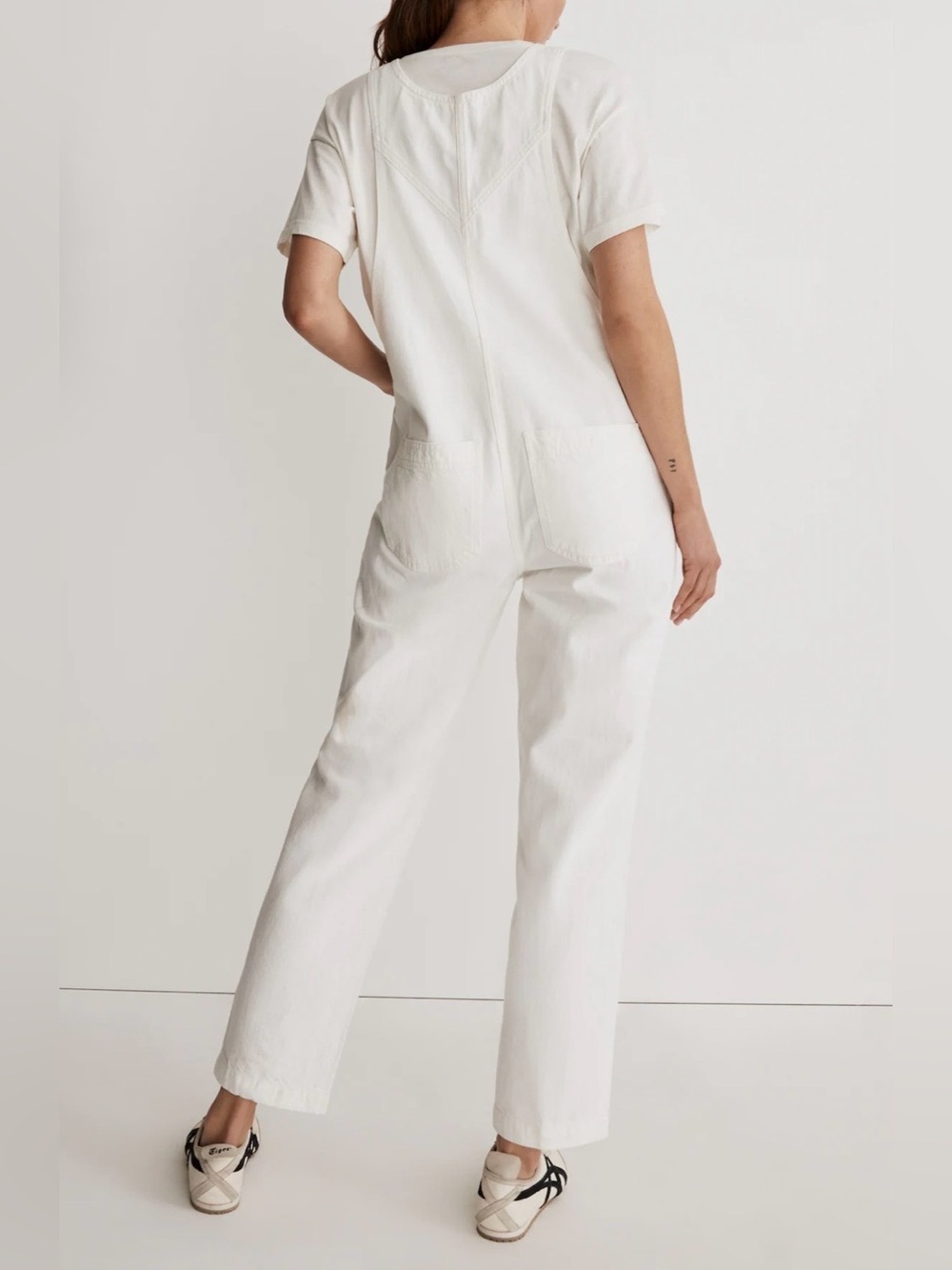 Maternity Kangaroo-Pocket
Overalls in Tile White - Picture 3 of 4